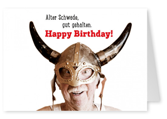 Geburtstagsgrußkarte von mit lustigem Spruch zum gratulieren in witzigem Foto