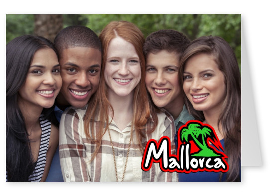mallorca logo mit palme rot schwarz neongrün