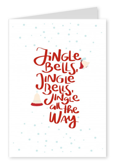 Jingle bells Schriftzug mit Schnee und Glöckchen
