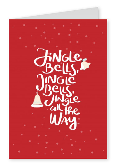Rote Jingle bells Karte mit Glocken und Schnee