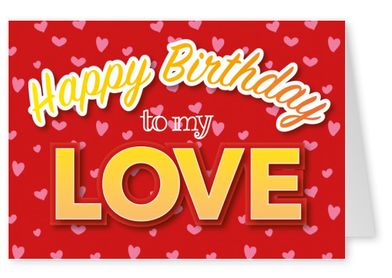 happy birthday to my love rote postkarte layout