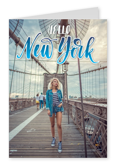 hello new york in blauer retroschrift 