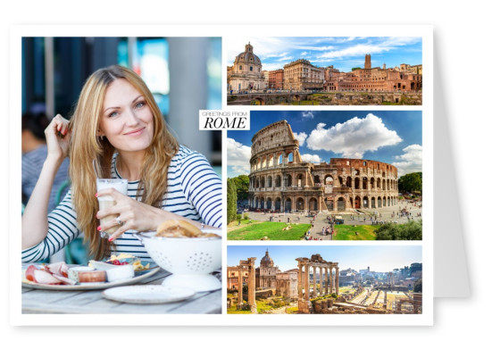 rom fotocollage mit kolosseum und forum romanum
