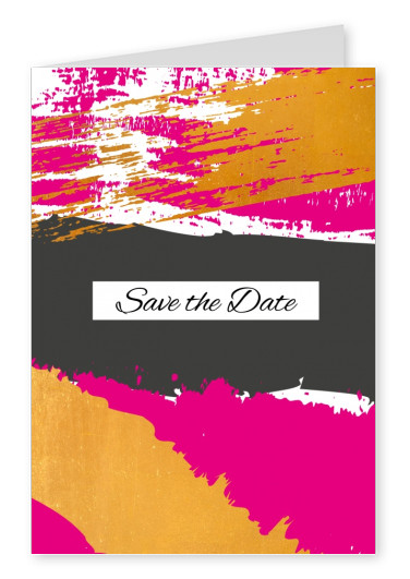 Einladung mit moderne pink-goldener Grafik