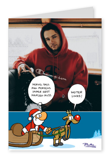 Personalisierbare Ruthe Karte zu Weihnachten mit Weihnachten, der sein Rentier kratzt