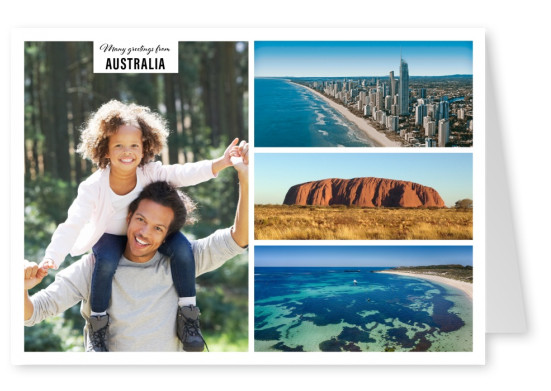 Personalisierbare Urlaubsgrußkarte aus Australien mit drei Fotos 