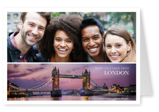 Personalisierbare Grußkarte aus London mit Panoramafoto der Skyline