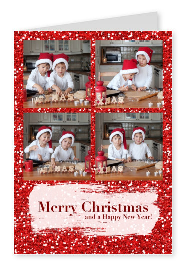 Personalisierbare Weihnachtskarte mit rotem Glitzer
