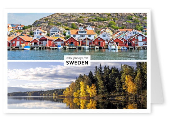 zweier collage mit fotos aus schweden – hunnebostrand und wald