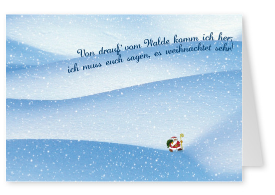 Weihnachtsmann im Schnee mit weihnachtlichem Spruch Grusskarte