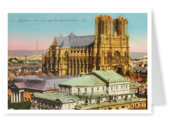 Illustration vintage Grußkarte Reims