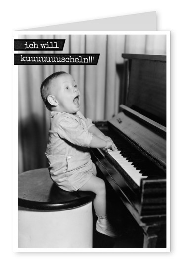 Retro foto baby klavier spielen ich wil kuscheln lustig