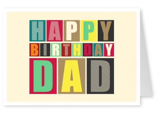 retro postkarte happy birthday dad design layout baukloetze