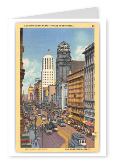 San Francisco, California, looking down Market Street from Powell