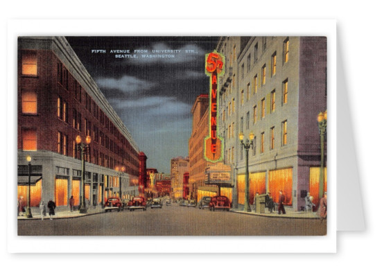 Seattle, Washington, Fifth Avenue from University Street at night