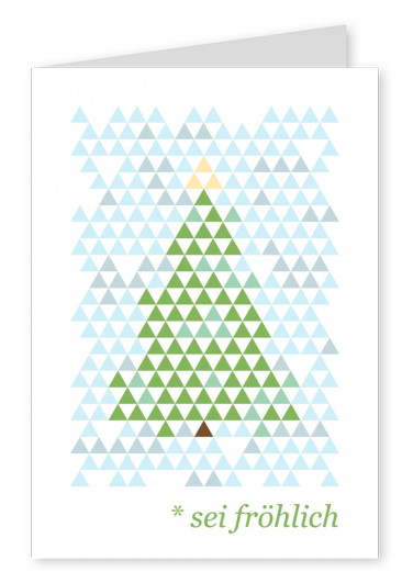Tannenbaum geometrische postkarten sei fröhlich
