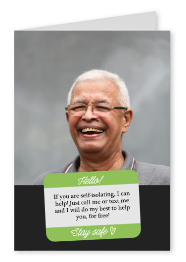 postcard offering help in self-isolation