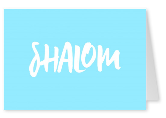Shalom in weiss mit blauem Hintergrund