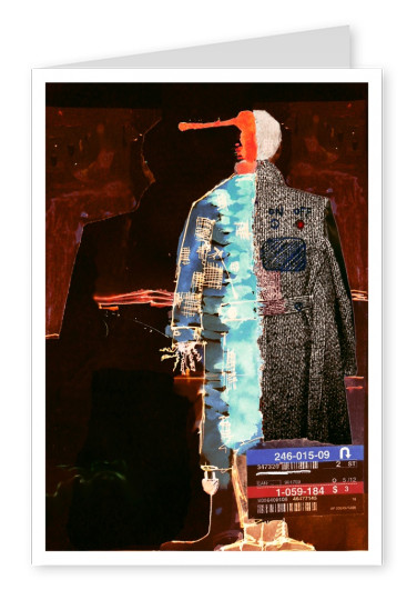 Collage von Belrost mit Mann, Mantel und Steckdose–mypostcard
