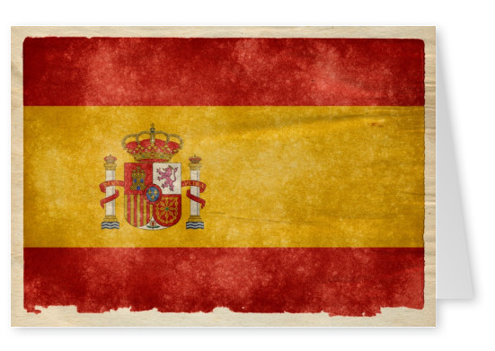 Postkarte mit spanischer flagge im retro stil