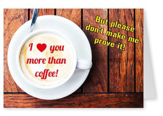 kaffeetasse holz spruch postkarte