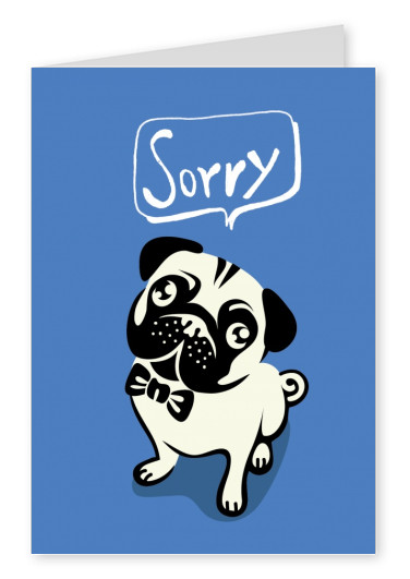 Mops Hund Illustration sprechblase Postkarte sorry