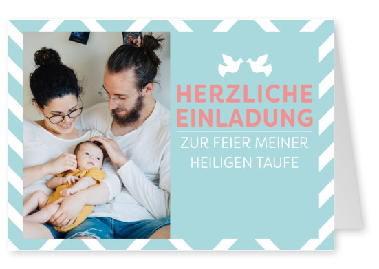 blau-weisses Zickzackmuster mit Tauben Silhouette