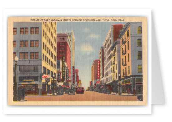 Tulsa Oklahoma Corner of Third and Main Streets Looking South