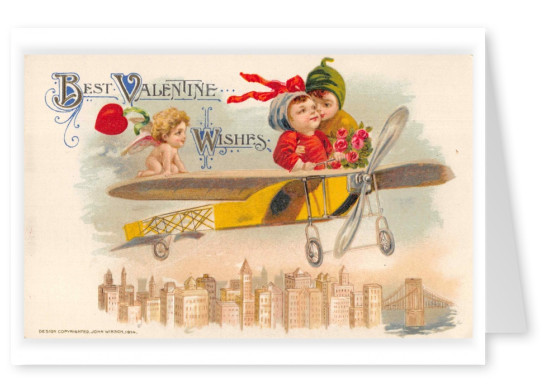 Mary L. Martin Ltd. vintage Postkarte Best Valentine wishes