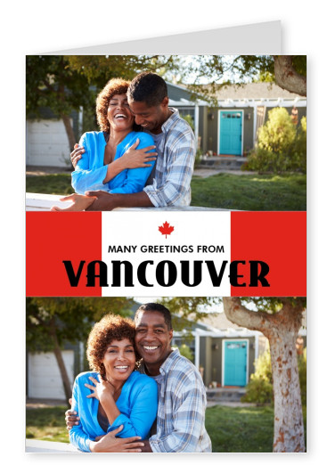 Vancouver Grüße auf Englisch rot weiss mit Ahornblatt