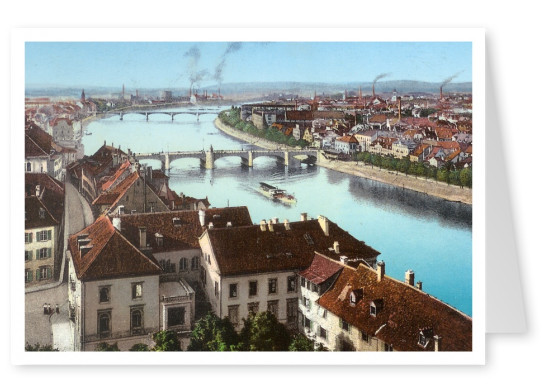 Illustration vintage Grußkarte Basel / Bâle 