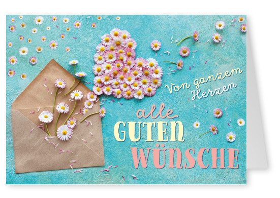 Postkarte Gutsch Verlag Von ganzem Herzen alle guten Wünsche