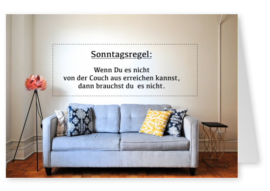grusskarte mit spruch zum wochenende couch sonntagsregel
