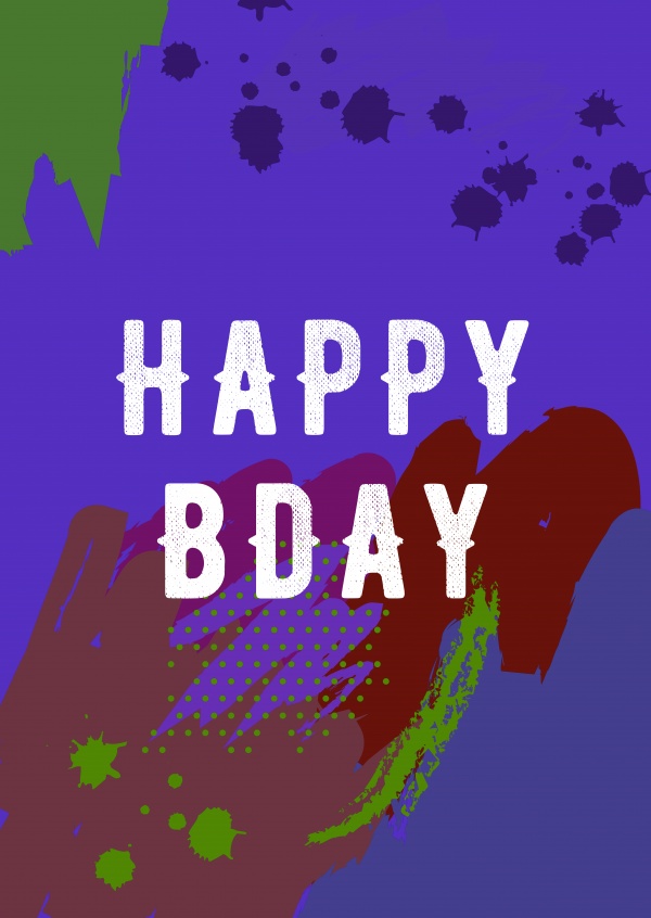 Carta di compleanno con sfondo colorato.