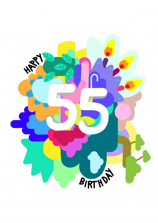 Card with colorful background and happy birthday saying