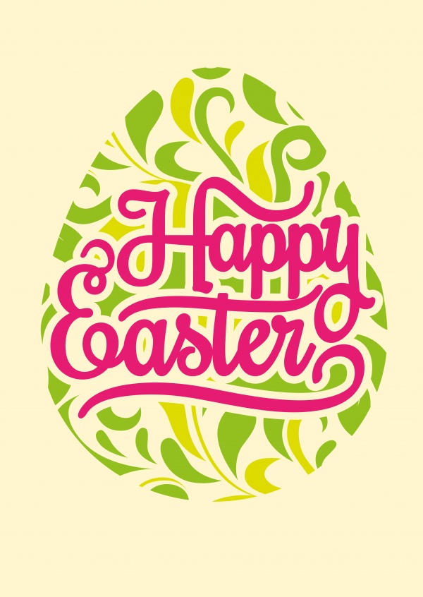 happy easter on Easteregg with yellow background