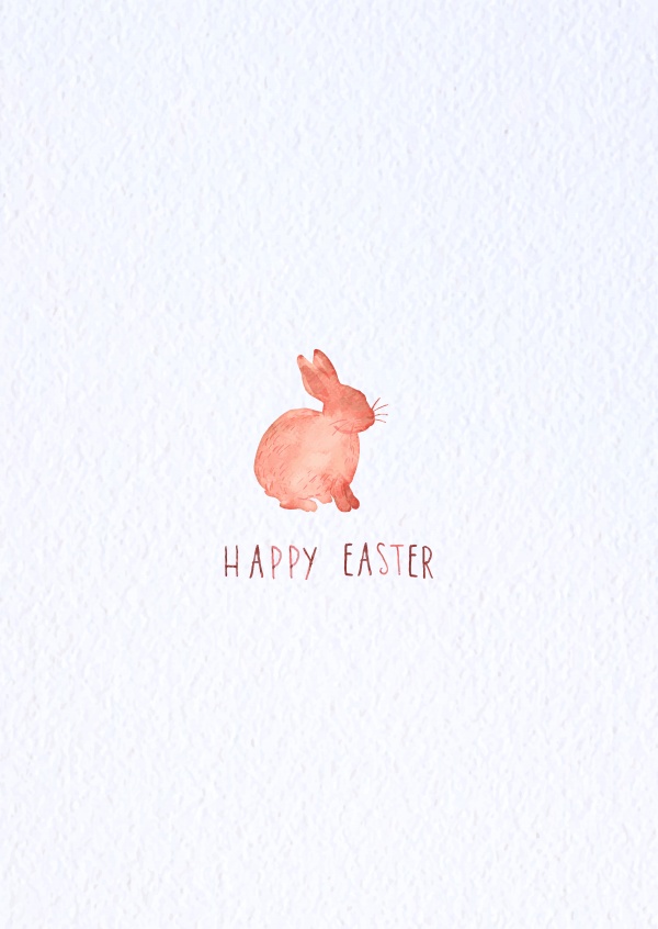 happy easter with red watercolor bunny 