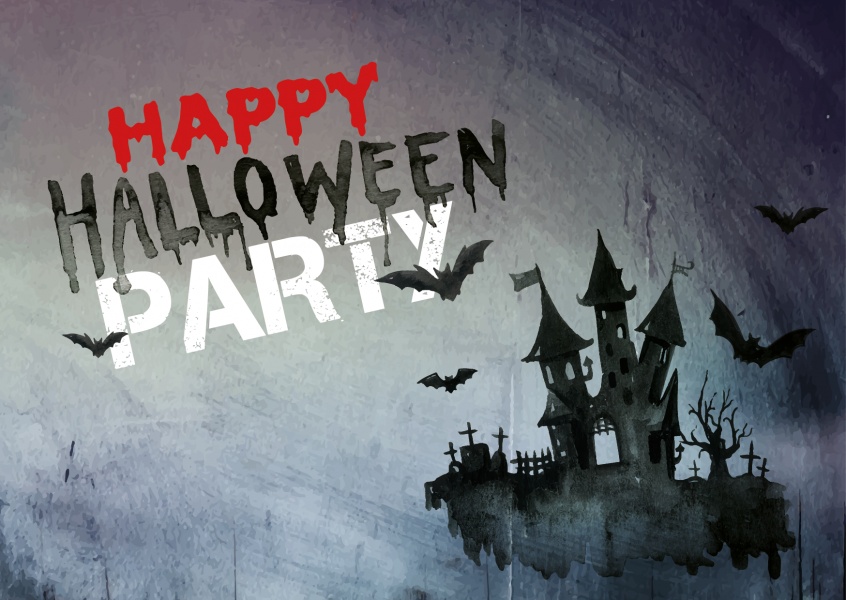 Happy Halloween Party invitation with spooky house