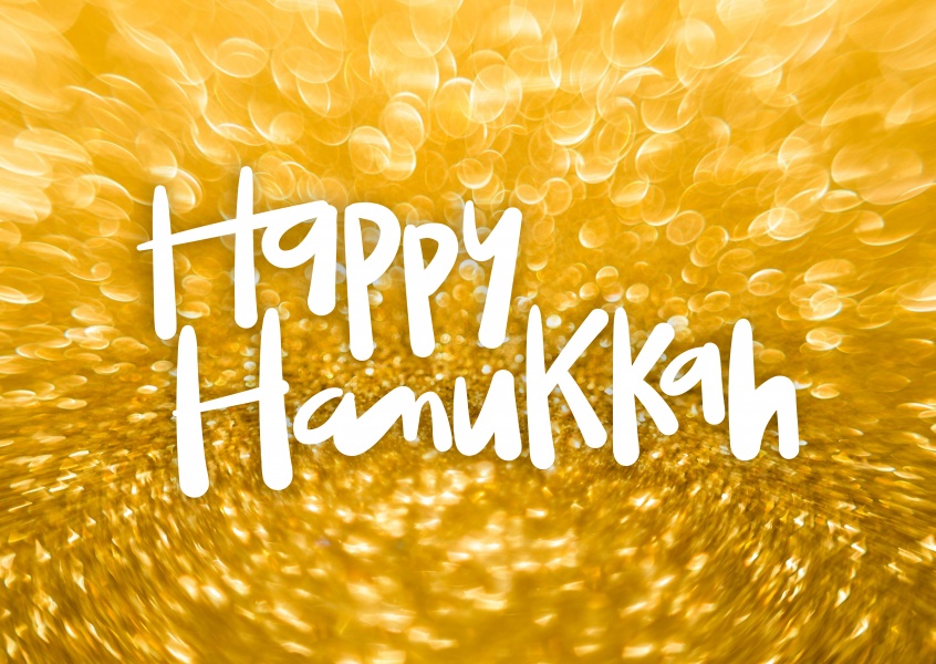 Happy hanukkah, golden background