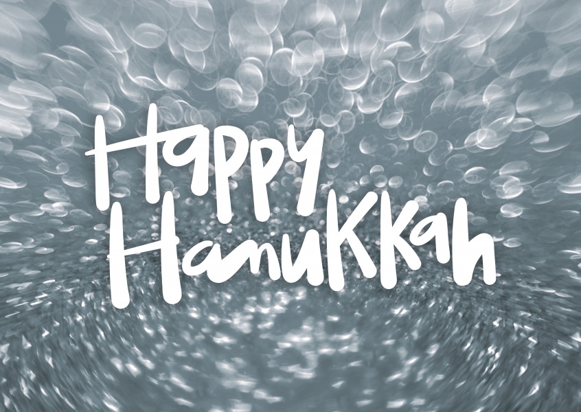 Happy hanukkah, silver background