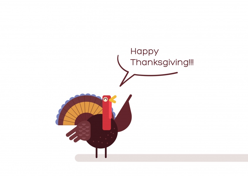 Le dindon en disant Happy Thanksgiving!