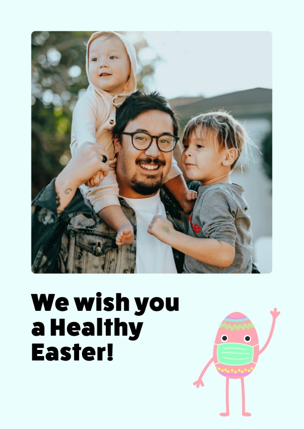 We wish you a happy easter! Ei mit einer OP-Maske