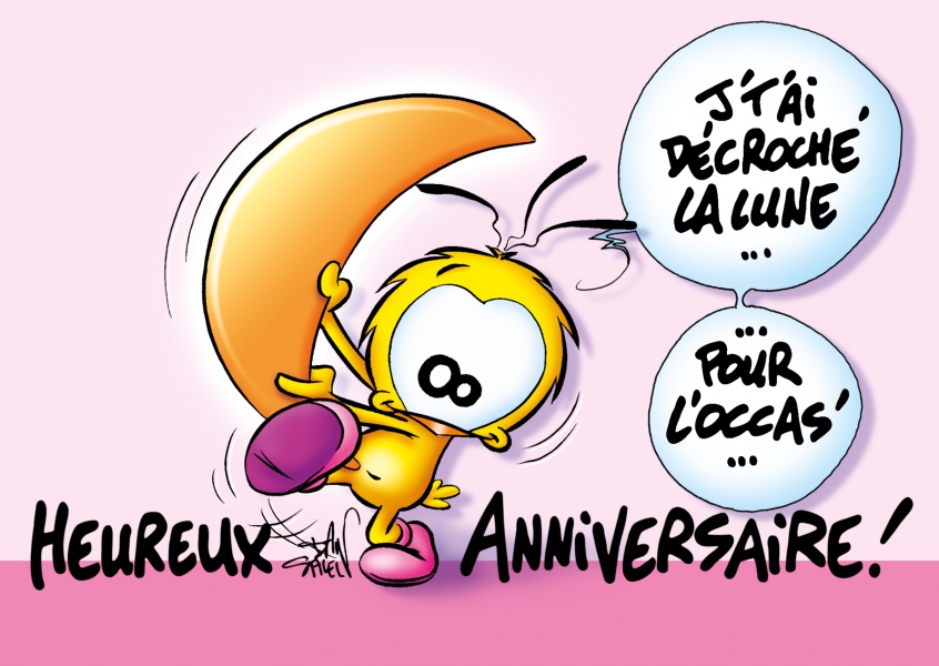 Le Piaf Cartoon Heureux Aniversário