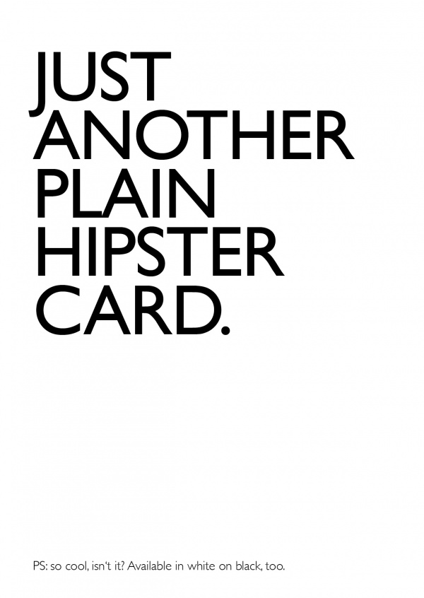 Hipster-Bashing in plain design–mypostcard