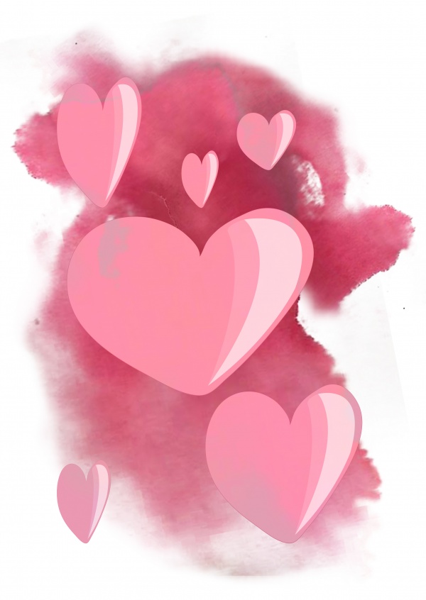  Över-natten Design hjärtat akvarell rosa
