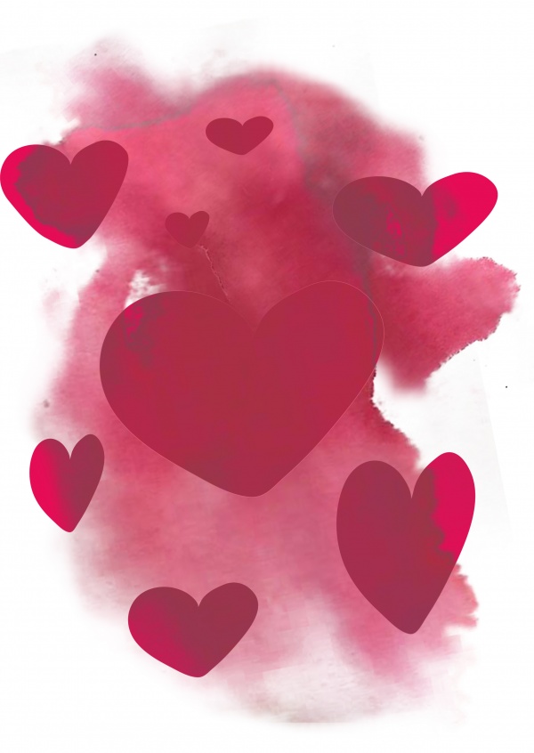  Över-natten Design hjärtat akvarell rosa