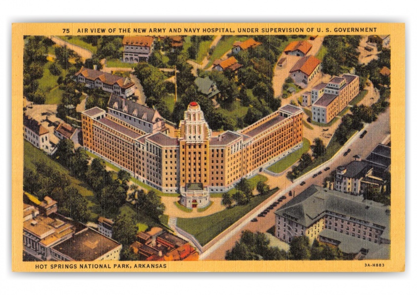 Hot Springs National Park, Arkansas, aerial view new Army and Navy Hospital