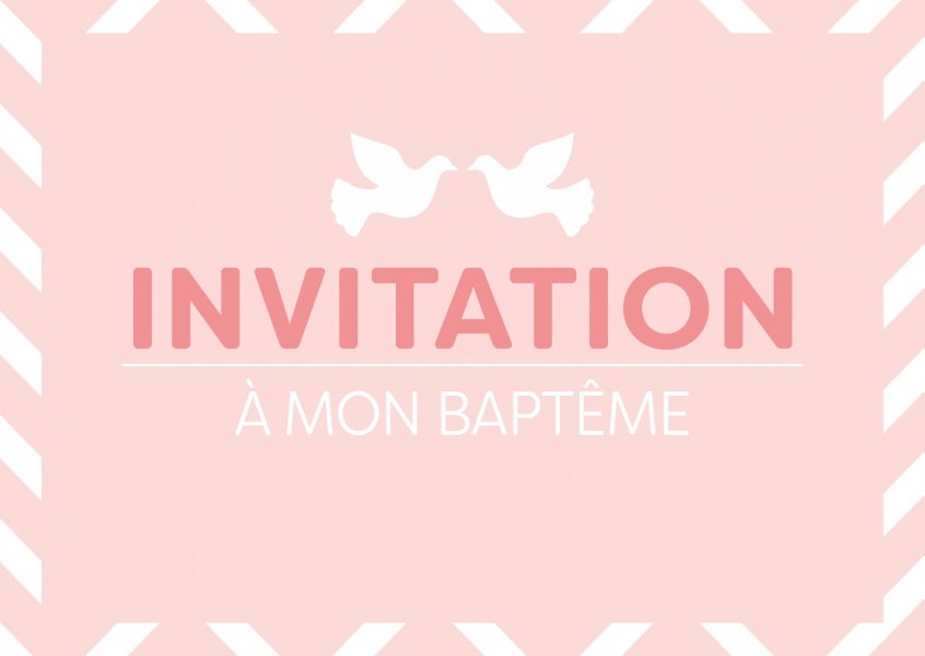 invitation a mon bapteme, colombes, rose