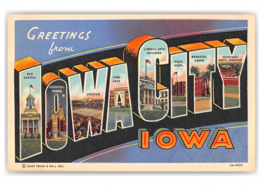 Iowa City Iowa Large Letter Greetings