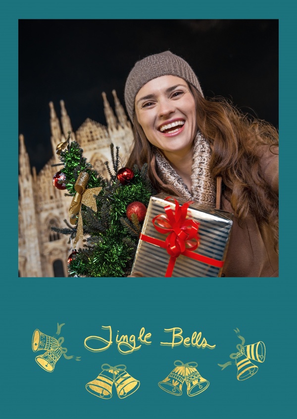 Jingle Bells Gold | Merry Christmas Cards 🎅🎄🎁 | Send real postcards online